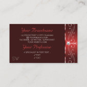 ノーブルワインレッドスクイグルスパークルダイヤモンドイニシャル 名刺 (裏面)