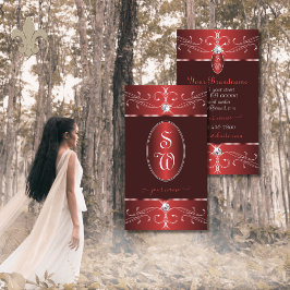 ノーブルワインレッドブルゴーニュ華美オーナメントイニシャル 名刺