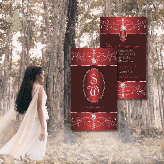 ノーブルワインレッドブルゴーニュ華美オーナメントイニシャル 名刺
