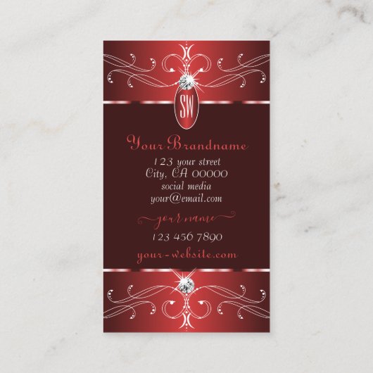 ノーブルワインレッドブルゴーニュ華美オーナメントモノグラム 名刺 (裏面)