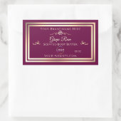 ノーブルワインレッド製品ラベル金ゴールドフレームとロゴ 長方形シール (バッグ)