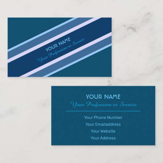 ノーブルーエレガントストライプのド名刺 名刺 (正面/裏面)