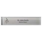 ノーブル医療エレガント白黒アスクレピウス教室 デスクネームプレート (正面)