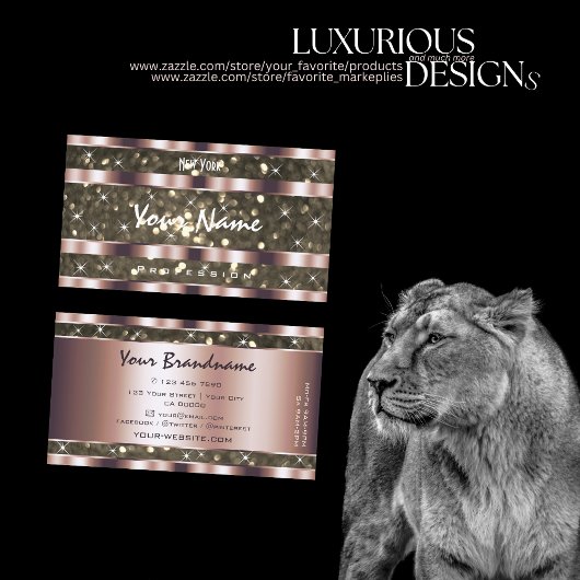 ノーブル金ゴールドグリッタースパークルスターズバラゴールデン 名刺