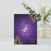 ノーブル金ゴールドスクロール紫ポストカードを保存 案内ポストカード (スタンド正面)