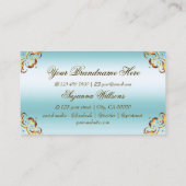 ノーブル金ゴールドデコールアイスブルー印象的で豪華 名刺 (裏面)