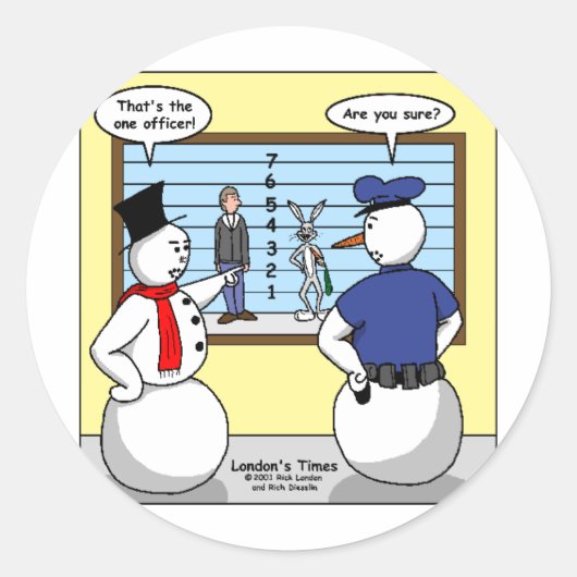 ノーブル雪だるまバニー容疑者ギフト&ティー ラウンドシール (正面)