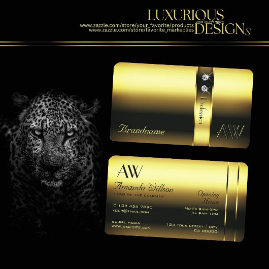 ノーブル黄金の装飾シメリーダイアモンモノグラム 名刺