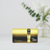 ノーブル黄金の装飾的な輝きダイヤモンドとロゴ 名刺 (スタンド正面)