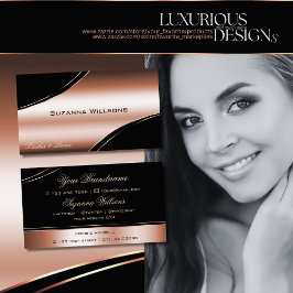 ノーブル黒バラ金ゴールド曲線デコールラインシメリー 名刺