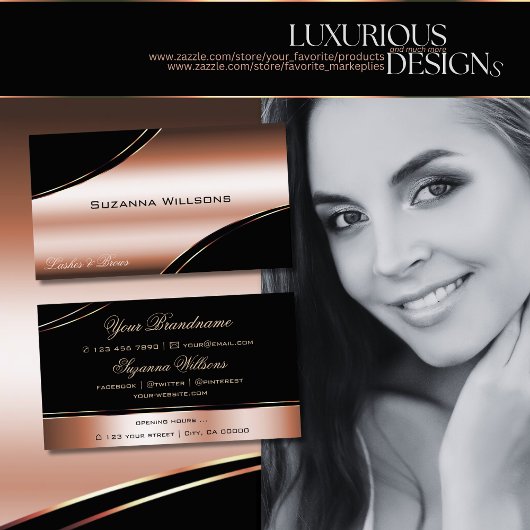 ノーブル黒バラ金ゴールド曲線デコールラインシメリー 名刺