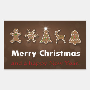 ノーブル・クリスマス・ジンジャーブレッドCookie 長方形シール