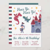 ノーブル・ナイト・ドラゴン・キャッスルをテーマにした誕生日パーティー 招待状 (正面/裏面)