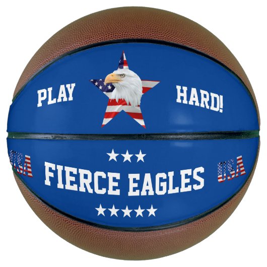 ノーブル・ハゲ・イーグル、アメリカ国旗、スター バスケットボール (正面)