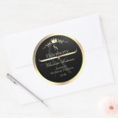 ノーブル ブラック プロダクト ラベル ゴールド フレーム モノグラム (封筒)