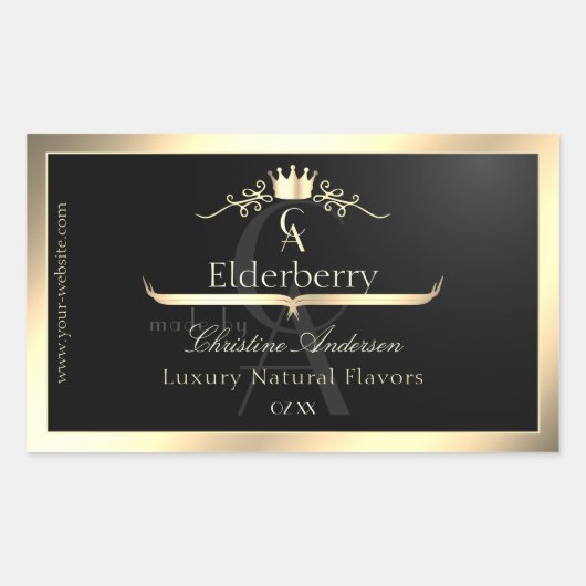 ノーブル ブラック プロダクト ラベル ゴールド フレーム モノグラム (正面)