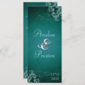 ノーベルティール（緑がかった色）スクロールティール（緑がかった色）結婚式 プログラム (正面/裏面)