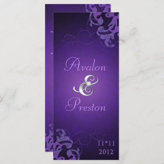 ノーベル紫スクロールパープル結婚式 プログラム (正面/裏面)