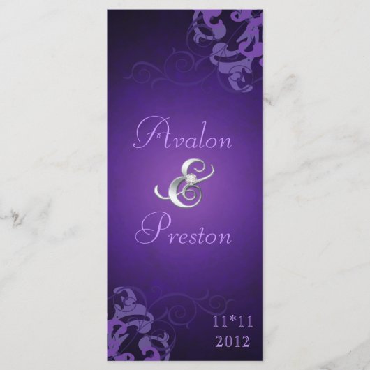 ノーベル紫スクロールパープル結婚式 プログラム (正面)