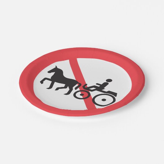 ノーホースアンド乳母車ロードサイン ペーパープレート (アングル)