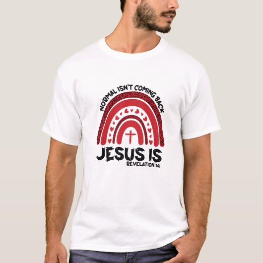ノーマルは来背中イエスはレインボーヒョウ Tシャツ (正面)