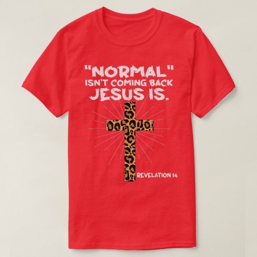 ノーマルは来背中イエスはレオパードJesus Cr Tシャツ (デザイン正面)