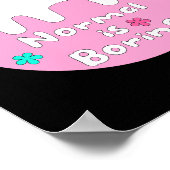 ノーマルは退屈なかわいいユニコーン猫ホワイト&ピンク ポスター (角)