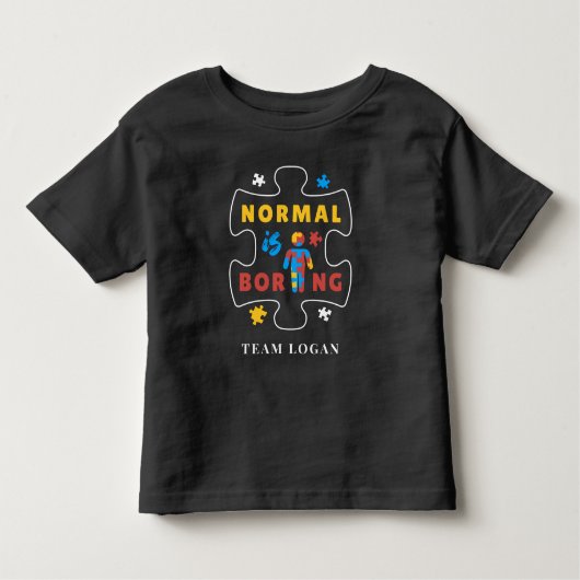 ノーマルは退屈な自閉症啓発キャンペーンチーム トドラーTシャツ (正面)