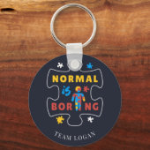 ノーマルは退屈な自閉症意識パズル作品 キーホルダー (正面)
