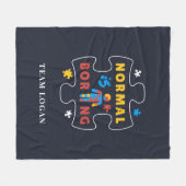 ノーマルは退屈な自閉症意識パズル作品 フリースブランケット (正面(横))