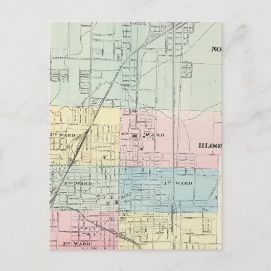 ノーマル・ブルーミントンの地図 ポストカード (正面)