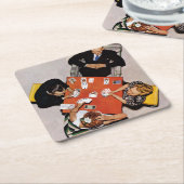 ノーマンロックウェルによるブリッジゲーム スクエアペーパーコースター (アングル)