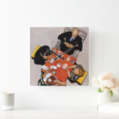 ノーマンロックウェルによるブリッジゲーム スクエア壁時計 (ホーム)