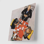 ノーマンロックウェルによるブリッジゲーム スクエア壁時計 (傾斜)