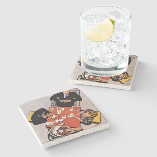 ノーマンロックウェルによるブリッジゲーム ストーンコースター (横)