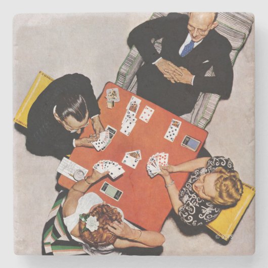 ノーマンロックウェルによるブリッジゲーム ストーンコースター (正面)