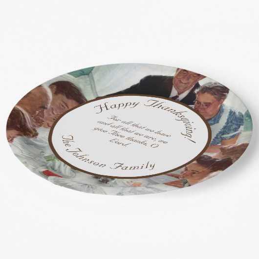 ノーマンロックウェルのカスタマイズ可能な感謝祭 ペーパープレート (アングル)