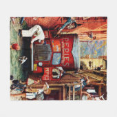 ノーマンロックウェル フリースブランケット (正面(横))