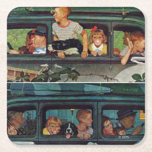 ノーマン来・ロックウェルが スクエアペーパーコースター (正面)