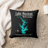ノーマン湖 ノースカロライナ州 マップスローピロー クッション (ブランケット)