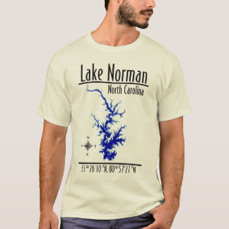 ノーマン湖 ノースカロライナ州 地図 アウトライン Tシャツ
