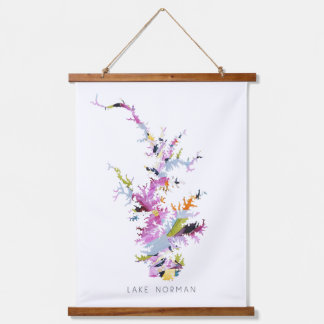 ノーマン湖LKNマップシルエットウォールアート 吊り下げ型タペストリー