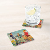 ノーマン・ロックウェルによるコイン・トス スクエアペーパーコースター (インサイチュ)