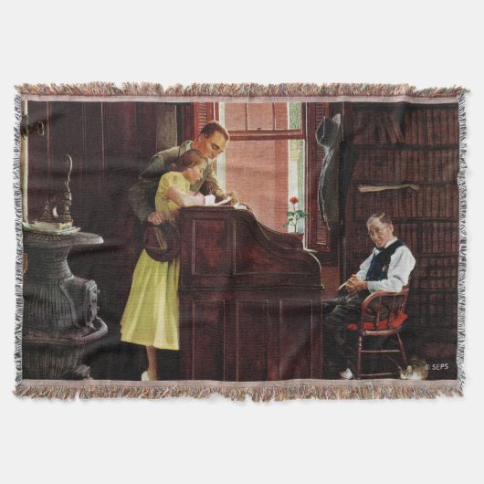 ノーマン・ロックウェルによる結婚許可証 スローブランケット (正面)