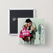 ノーマン・ロックウェルによる騎手の重量 缶バッジ (正面&裏面)