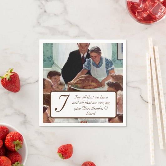 ノーマン・ロックウェルの感謝祭カスタマイズ可能 スタンダードカクテルナプキン (インサイチュ)