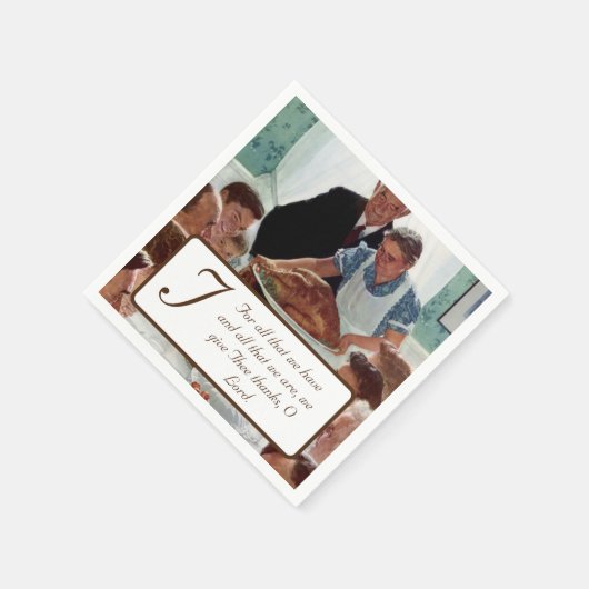 ノーマン・ロックウェルの感謝祭カスタマイズ可能 スタンダードカクテルナプキン (角)