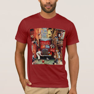 ノーマン・ロックウェル著道路閉塞 Tシャツ