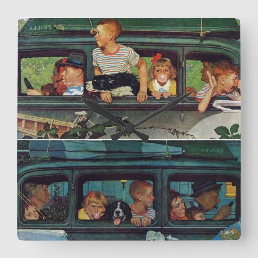 ノーマン・来ロックウェルの後を追う スクエア壁時計 (正面)