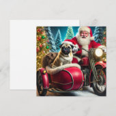 ノーマン・T・パグがサンタと一緒にサイドカーに乗っている シーズンカード (正面/裏面)